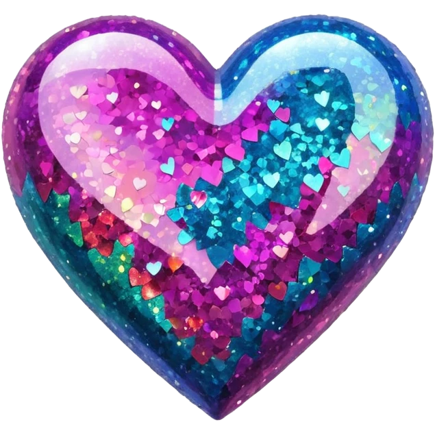 heart with multicolor chunky glitter emoji