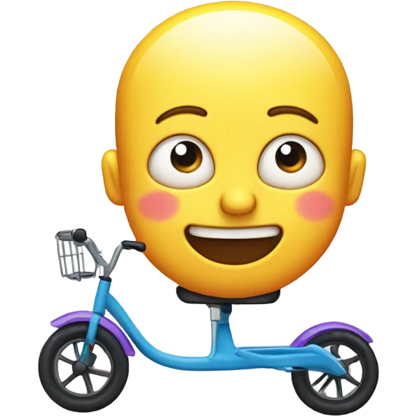 Dumb wojak drooling with his head flat smiling with his brain is a tricycle going “RING RONG RING” emoji