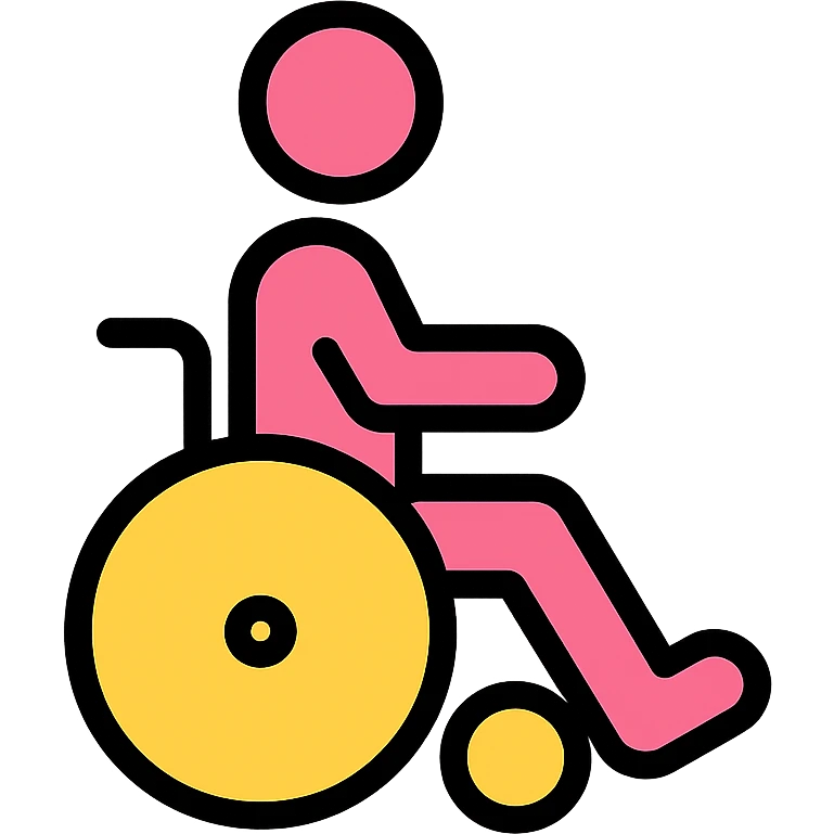 pink wheelchair sign, clear and simple icon emoji