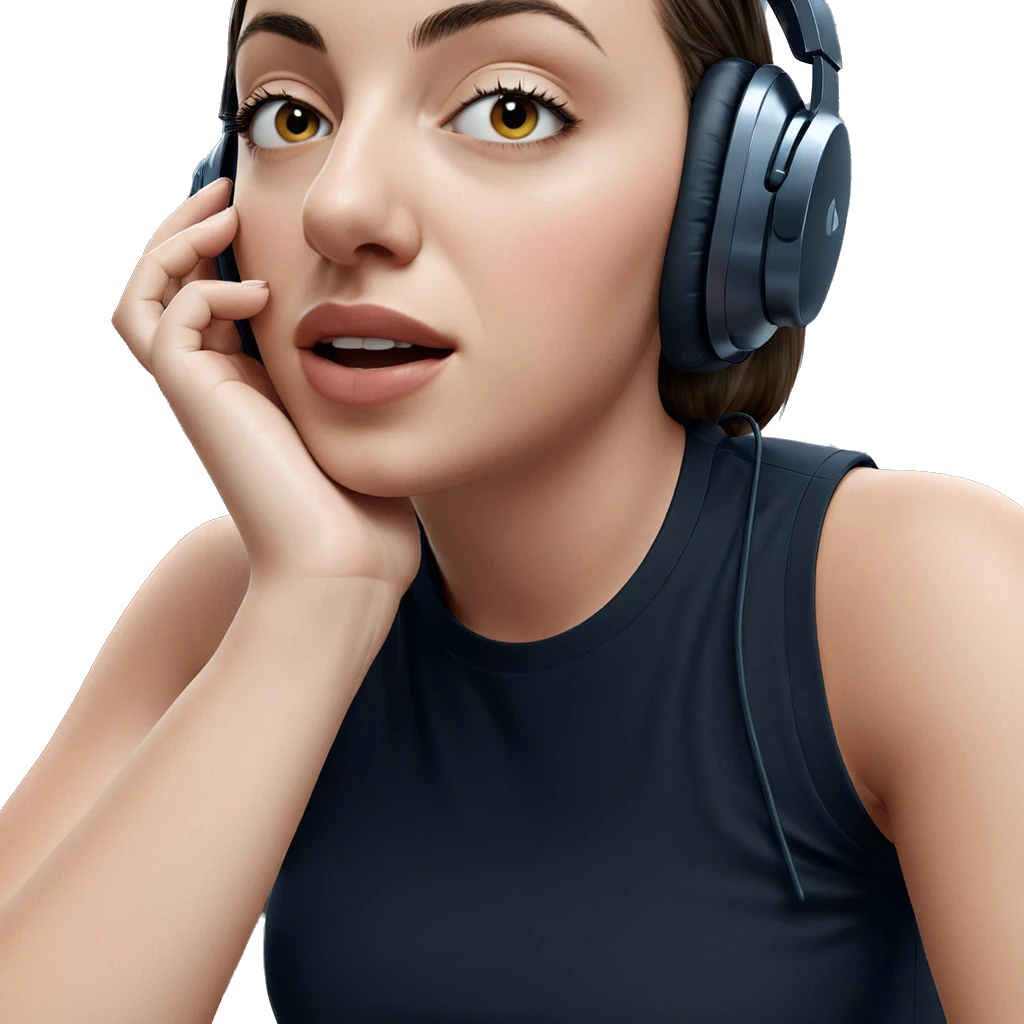 girl in headphones indoors emoji