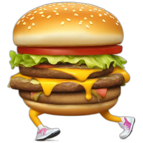 burger bob with cartoon legs legs runing emoji