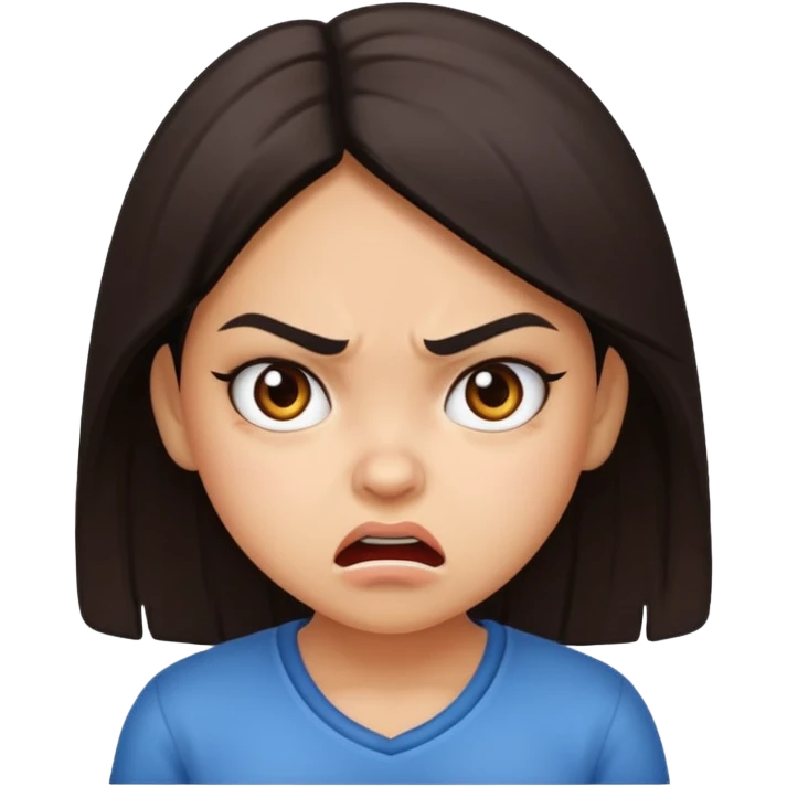 Una chica molesta con características latinas pero que sea vea tierna emoji