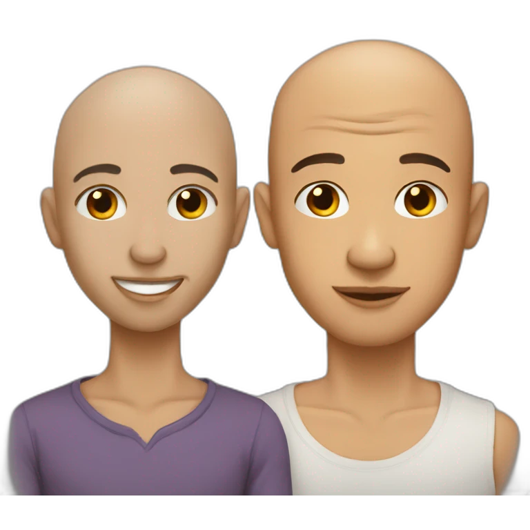 A mixed race man Without hair kissing a brunette emoji