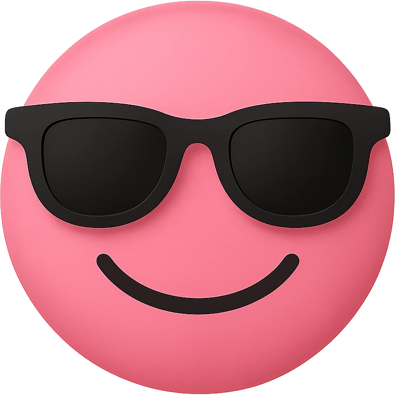 pink face with sunglasses emoji, digital illustration emoji