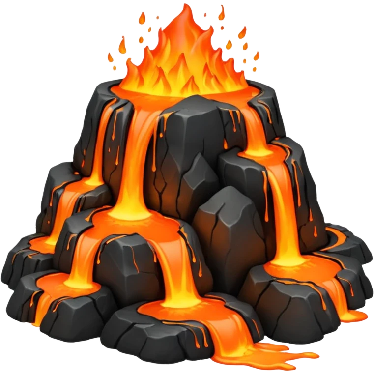 A lava flow spilling slowly over blackened rocks. emoji