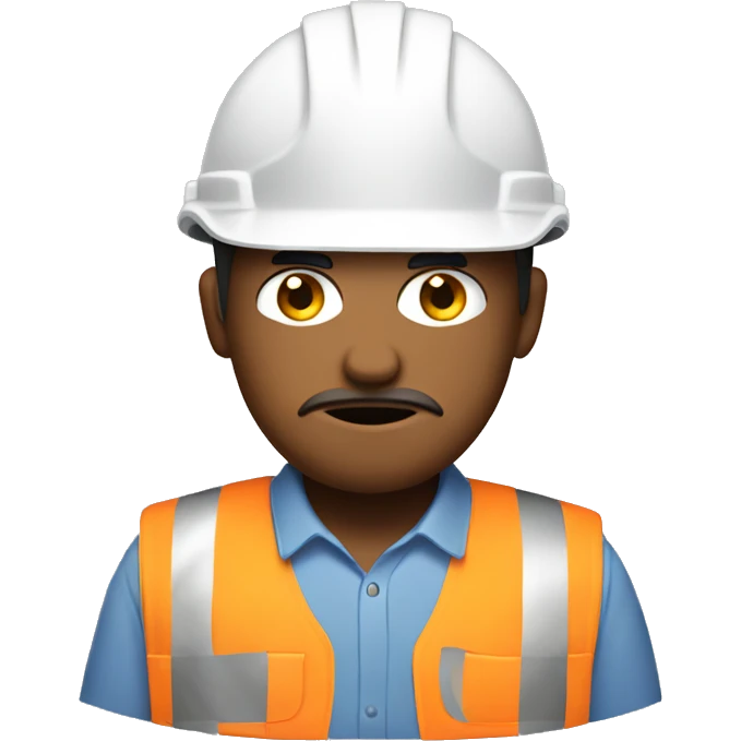 hard working unhappy man with construction hat emoji