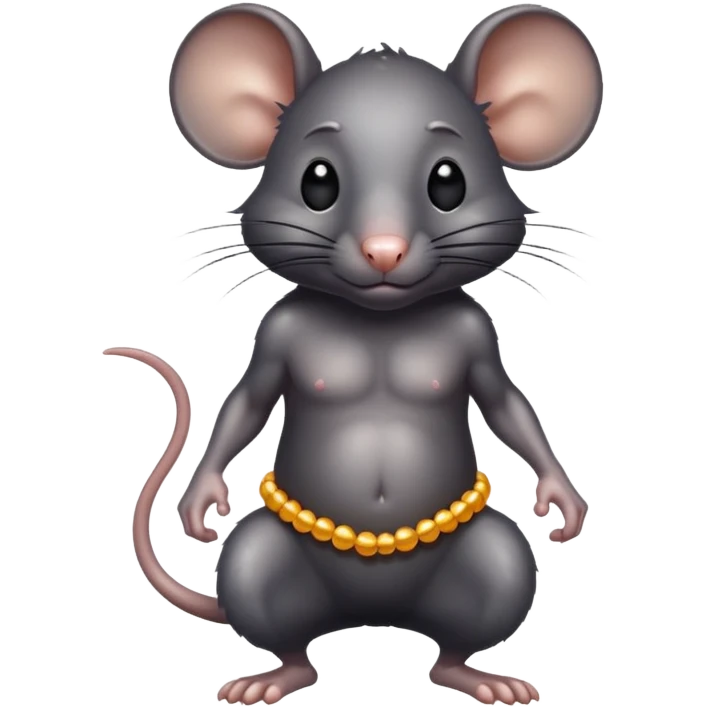 a black rat, standing shirtless and feeling hot emoji