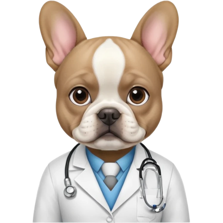 médico negro con bulldog francés blanco emoji