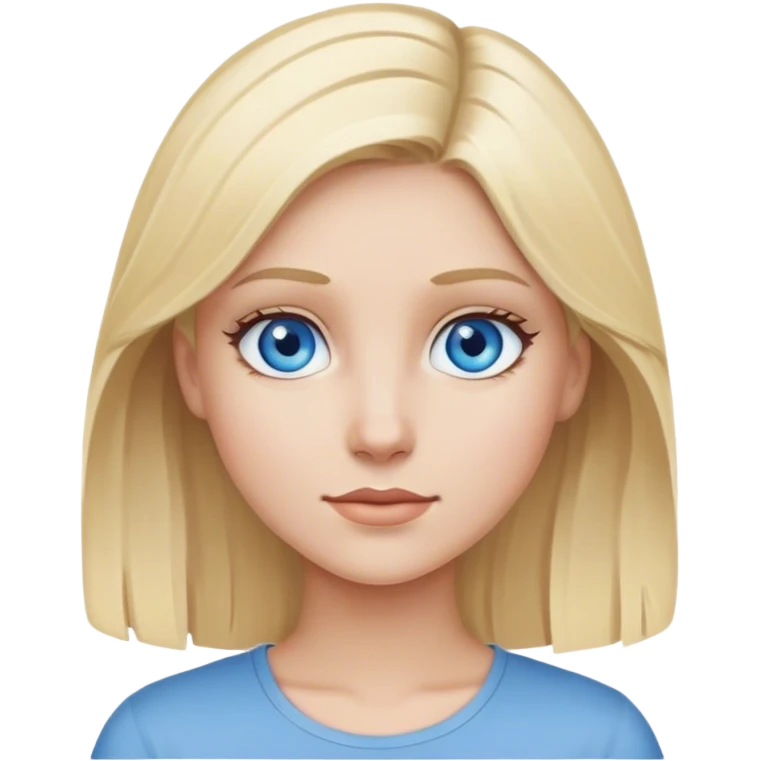 blonde girl portrait on grey with blue eyes emoji