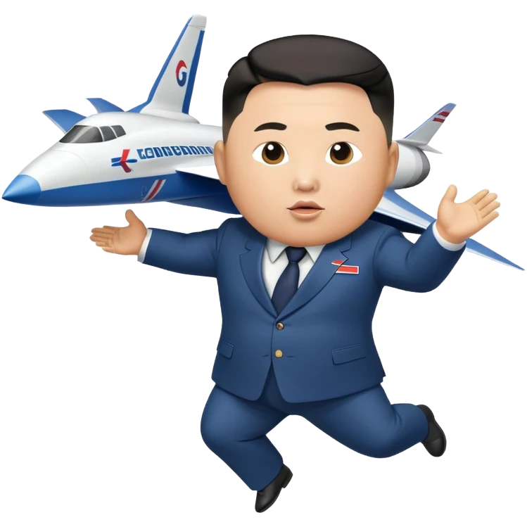 Kim Jong un flying a concorde emoji