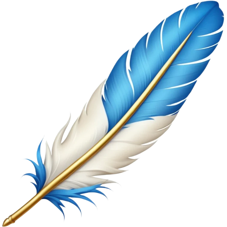 white feather with gold tips and hints of blue emoji