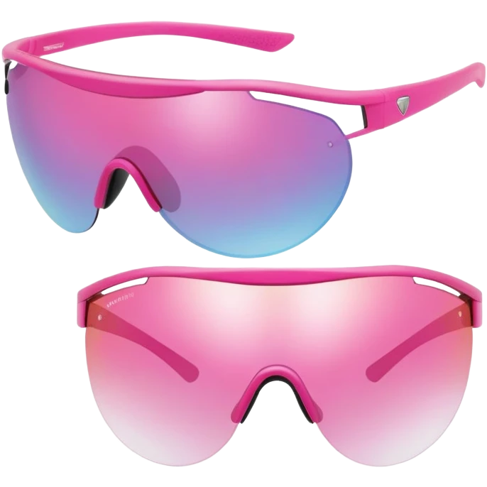sporty pink shield visor sunglasses with metallic frame, athletic design, pink gradient one-piece lens emoji