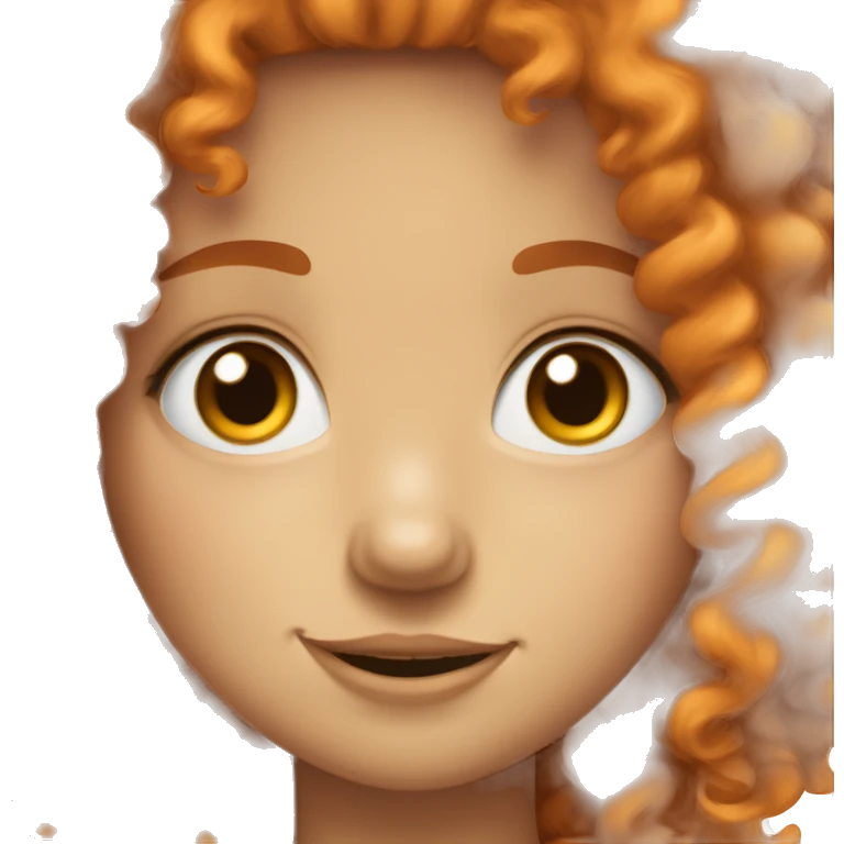 Orange curly haired girl with blue eyes and freckles winking emoji