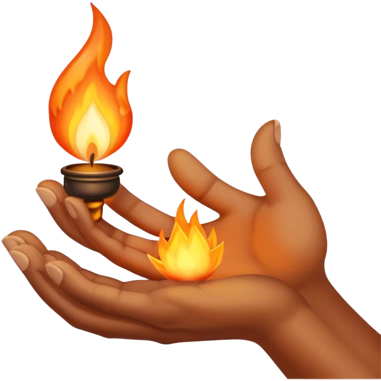 thankful hands and a flame emoji