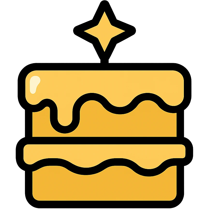 shiny golden cake emoji