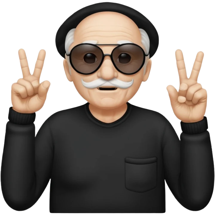 Some white old guy with a mask on and black shades with it also holding up the middle fingers emoji