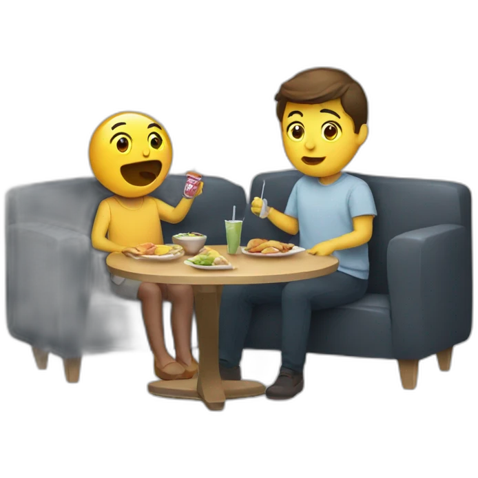 Eating lunch watching TV emoji