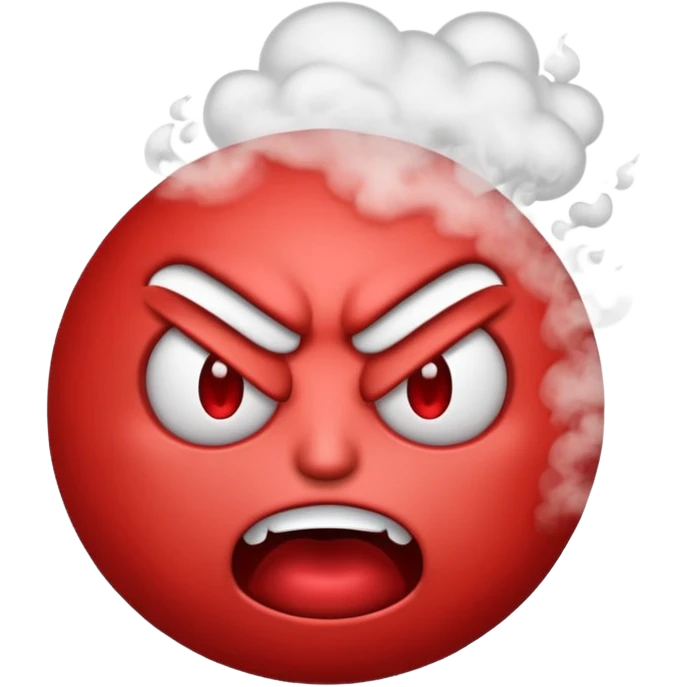 monochromatic red emoji face with angry expression and steam  emoji