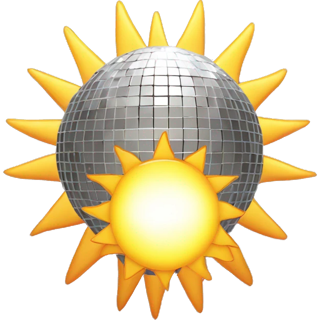 disco ball and sun emoji