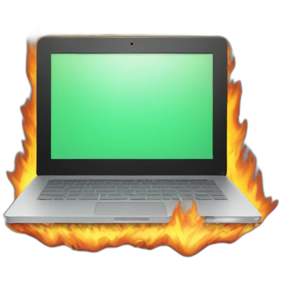 laptop burning emoji