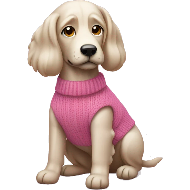 Wenier dog wearing a pink sweater  emoji