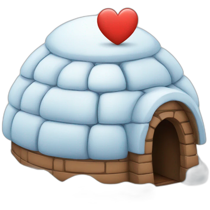 igloo with big cute heart symbol on top of it emoji