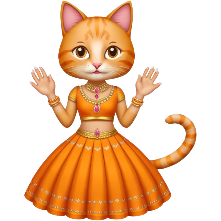 Funny cat wear lehnga with long acrilic nails emoji