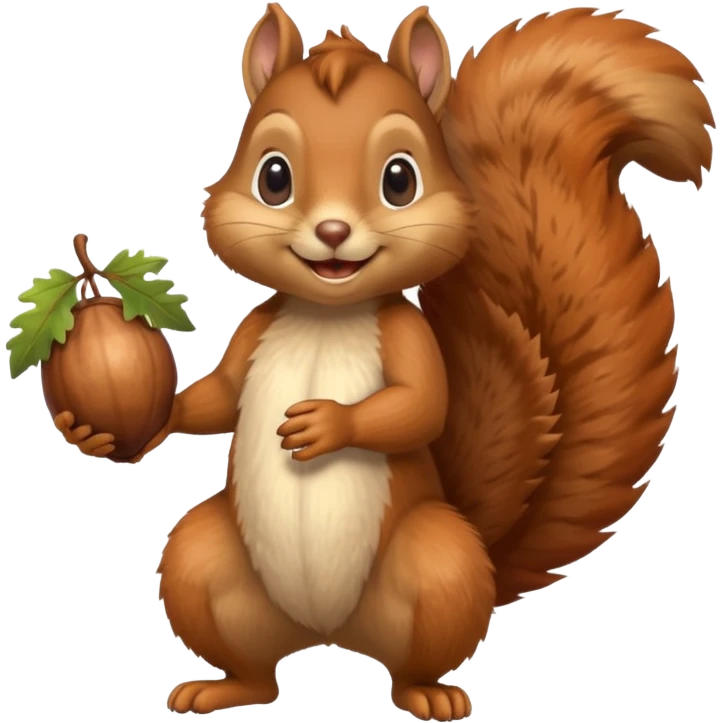 smile Squirrel with acorn, full body emoji