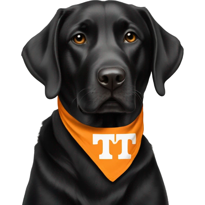 Black lab dog wearing TN Vols bandana emoji