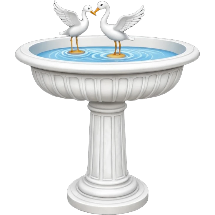Tall water bird bath fountain made of white marble emoji