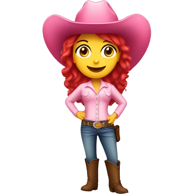 clearly red hair singer girl in pink cowboy hat emoji