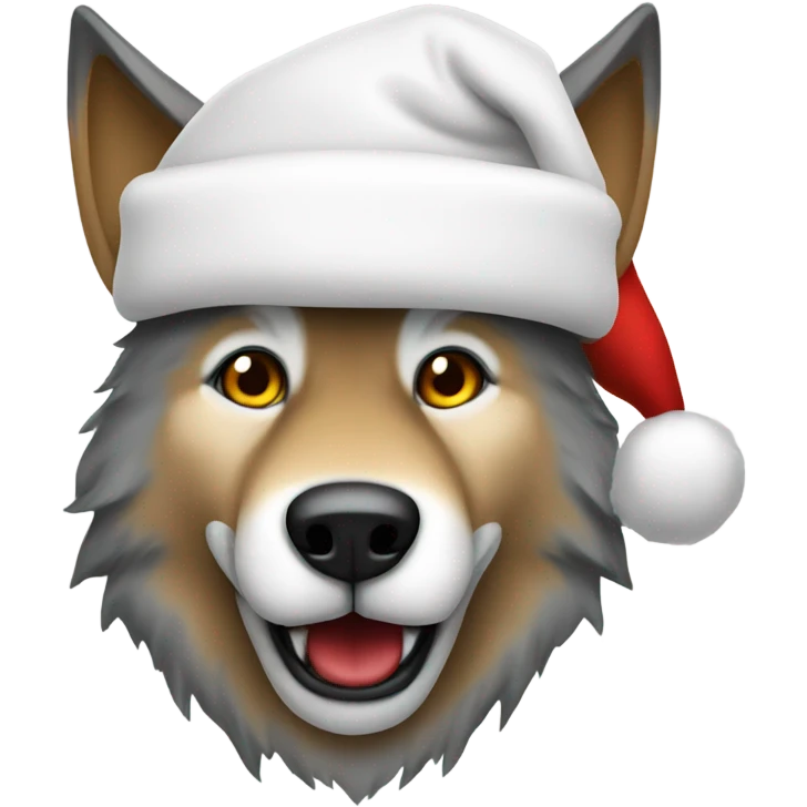 wolf white santa hat emoji
