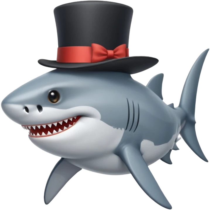 Shark with a top hat emoji