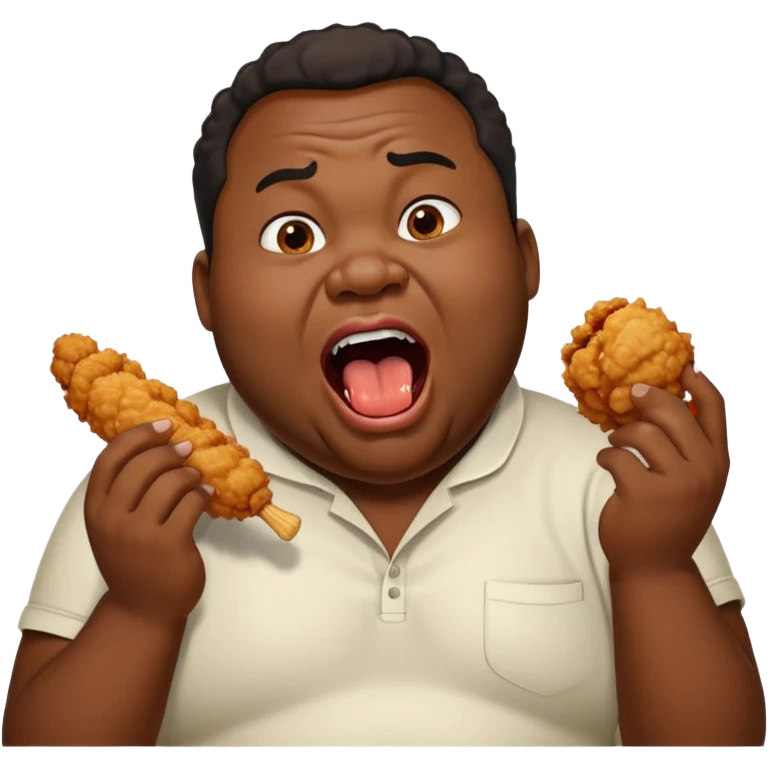 Black fat man eating chicken screaming “Linganguli” emoji