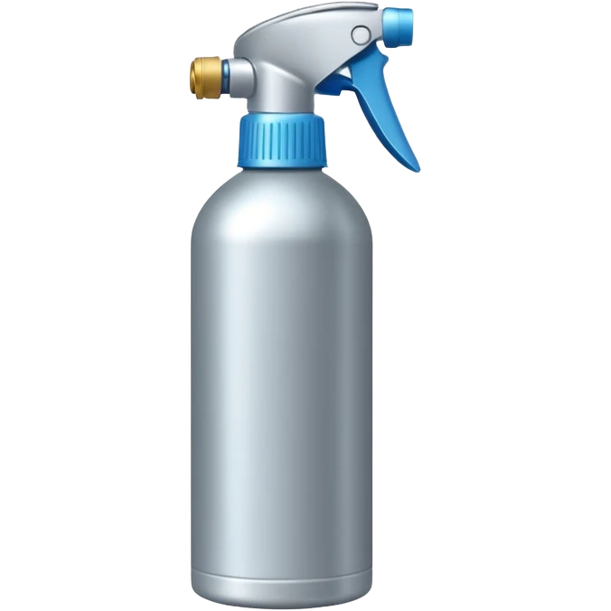 slim aerosol can with smooth metallic or matte finish, capped with rounded nozzle, subtle shine, neutral coloring grey beige or dark blue, utility without branding, closed spray bottle, soft lighting, subtle shadows, emoji scale emoji