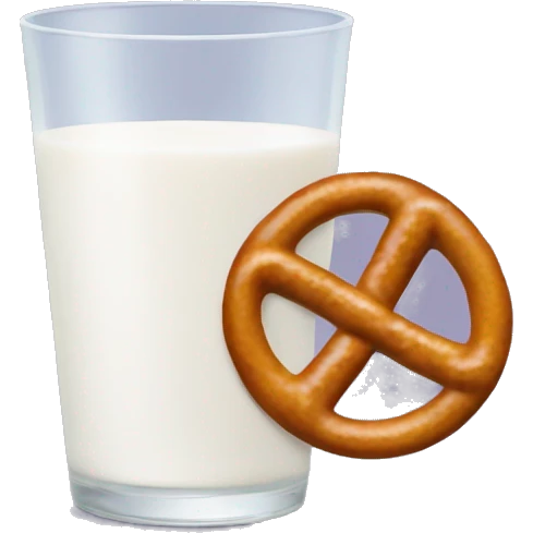 A glass of milk with a pretzel emoji