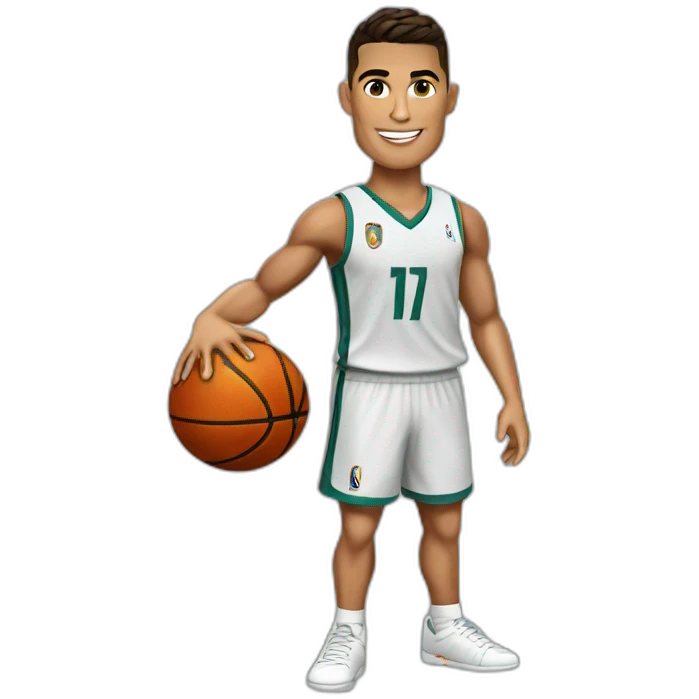 Cristiano Ronaldo with a basketball in his hand emoji