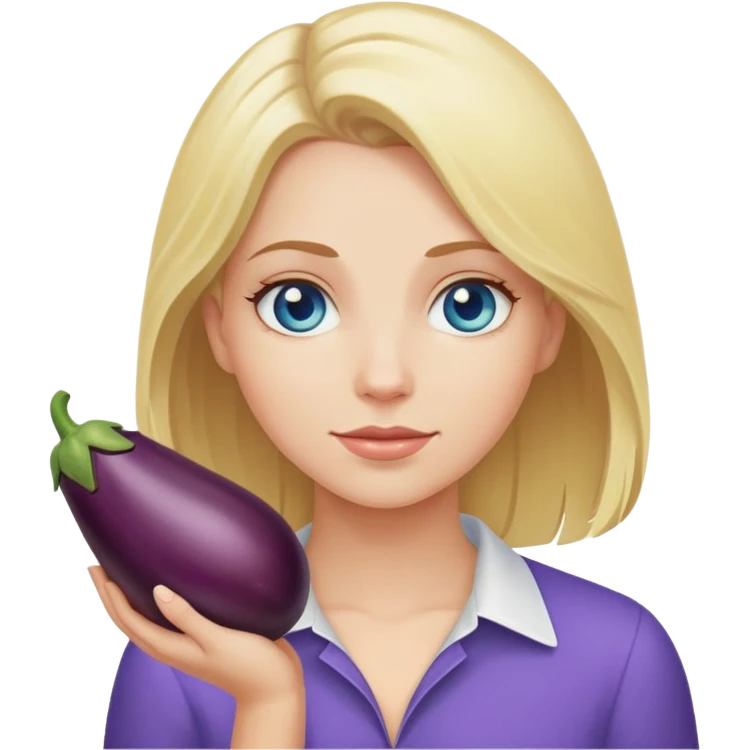 holding an eggplant white girl blonde blue eyes emoji
