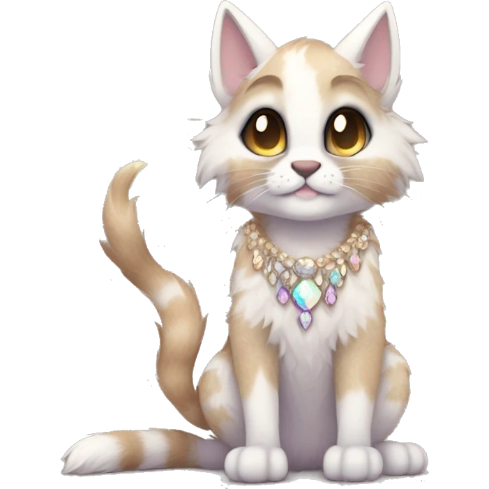 Furry, sparkle, iridescent, colorful, pastel, edgy, cool, fantasy beautiful, brown, beige, white, divine, godly, angelic, animal, anthro, full body, fursona, feline emoji