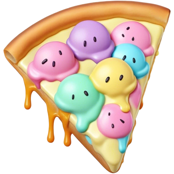 Melted neon pastel ice cream pizza slice emoji