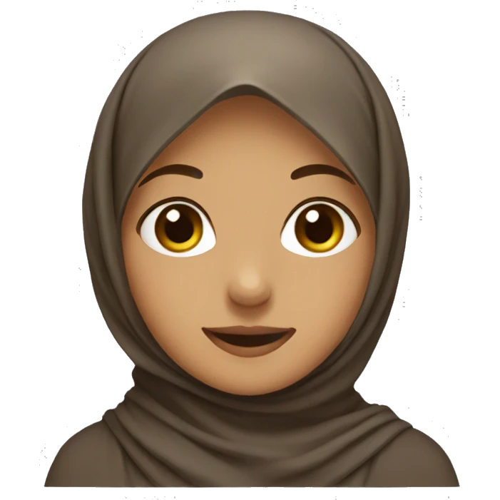 girl wearing brown hijab with warm smile emoji