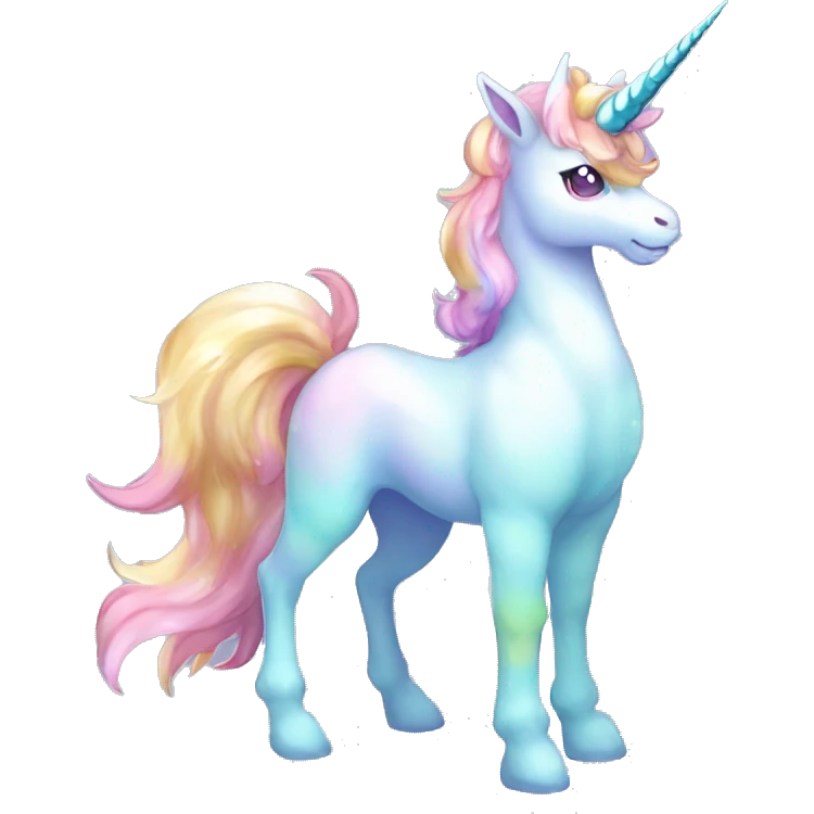 Shiny Sparkly Colorful Fluffy beautiful fantasy unicorn horn Kawaii Ethereal Anthro Sona Fakemon-animal Full Body emoji