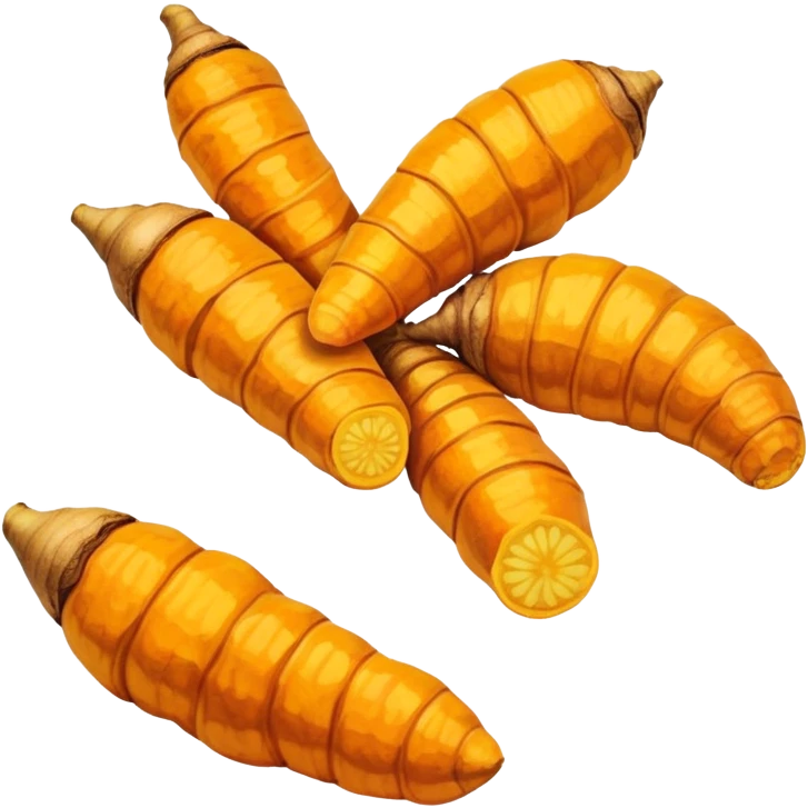 Turmeric root with golden glow, anti-inflammatory food emoji
