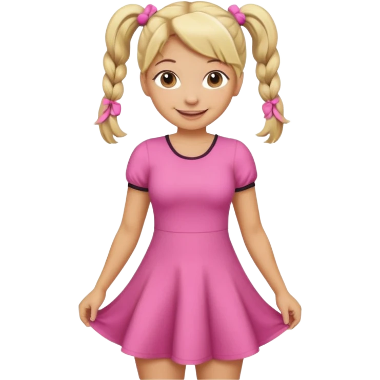 Her hair is in pigtails and her pubic hair is shaped like a heart.  She has wide hips emoji