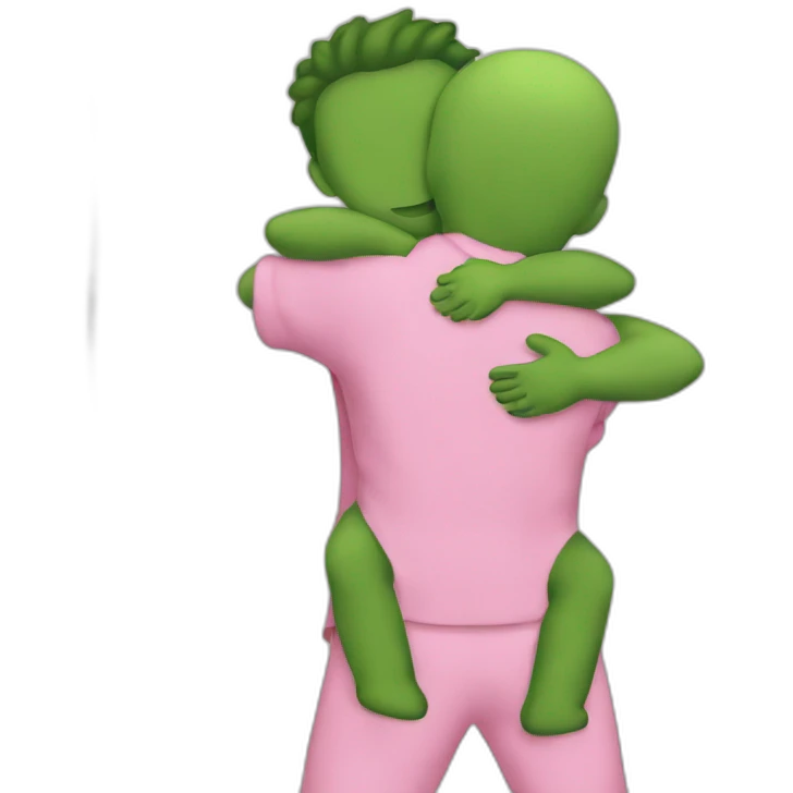 hug pink and green people emoji