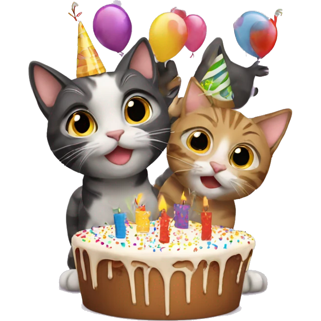4 cats celebrating birthdays emoji