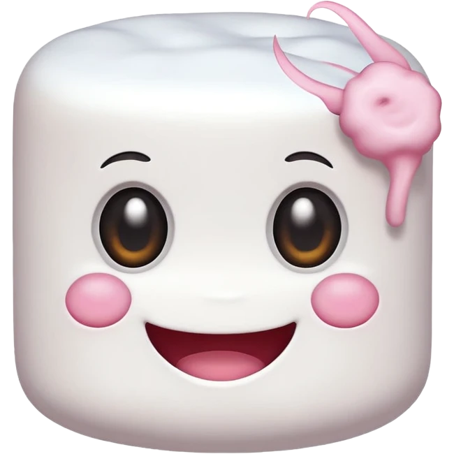 marshmallow head with X eyes and a smile, white emoji