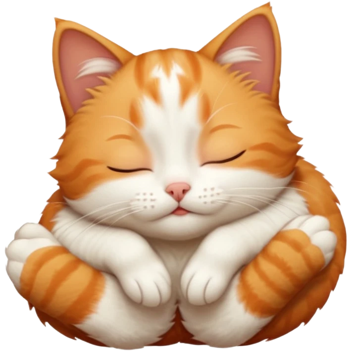 ginger and white small cat in funny positions upside down with eyes closed emoji