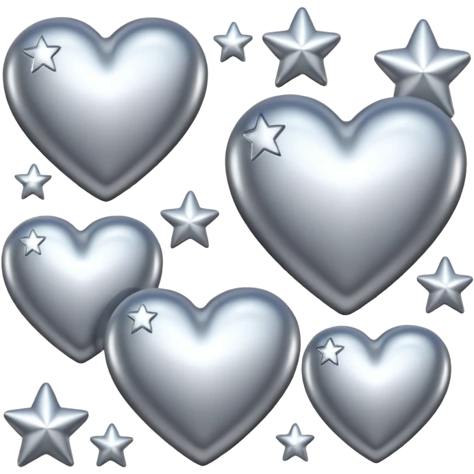 Silver hearts and stars emoji