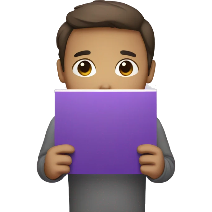 sad person holding purple card emoji